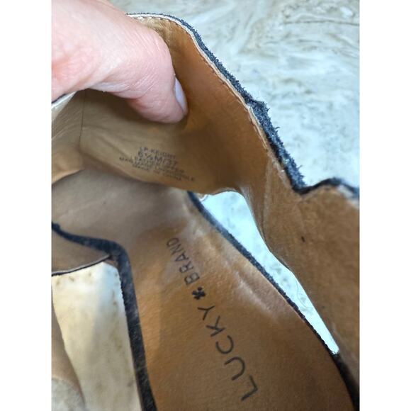 Lucky Brand Suede Keight Open Toe Cut out Ankle Booties Black 6.5 - Picture 6 of 7